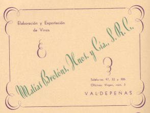 Publicidad de las bodegas familiares, insertada en la prensa de Ciudad Real, en 1944.