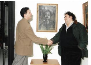 Oscar Benedi y J. Brotóns. En el centro, retrato que O.Benedi hizo a J. Brotóns en 1967. En 1990 se expuso en la antológica "Valdepeñas exhibición:Oscar Benedi", Casa de la Cultura de Valdepeñas , Marzo 1990.