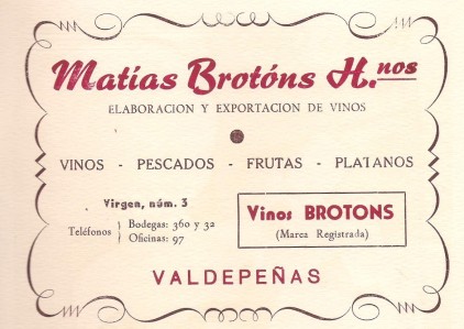 Publicidad de la compañia mercantil familiar, insertada en la prensa, en 1954.