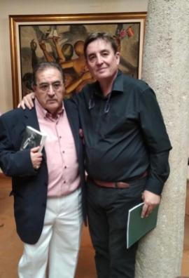 Los poetas y viejos amigos, Joaquín Brotons y Luis García Montero, en valdepeñas, 2019.